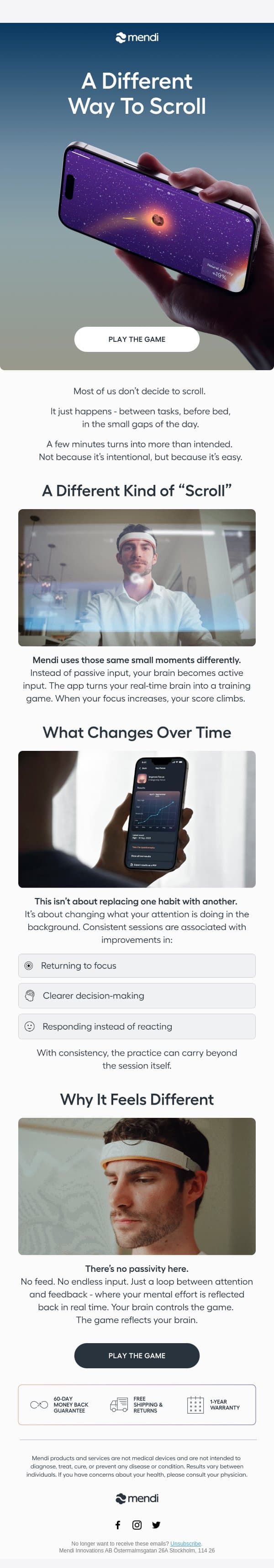Your attention redirected email from Mendi screenshot