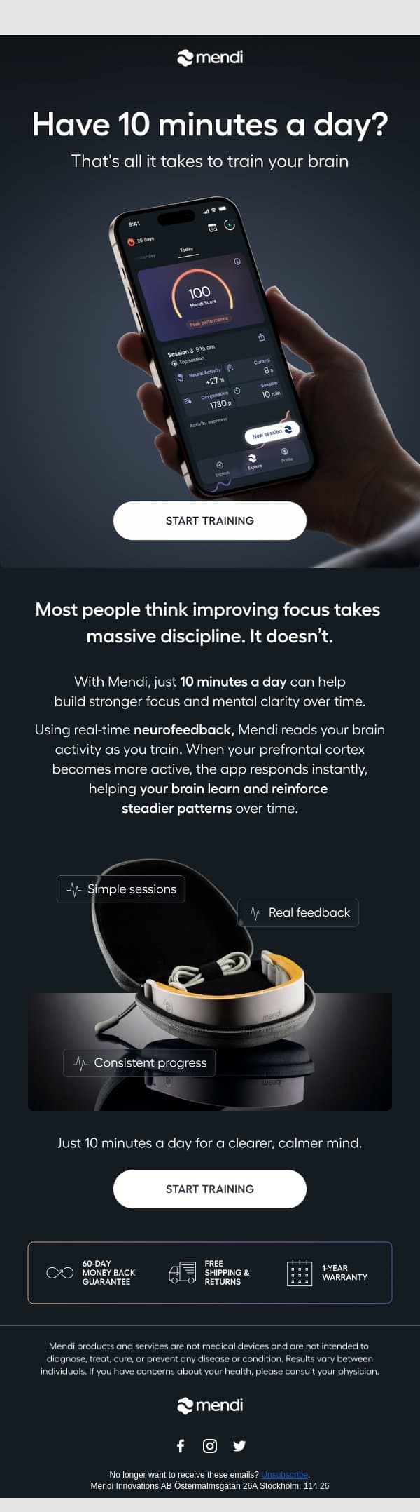 Have 10 minutes a day? email from Mendi screenshot