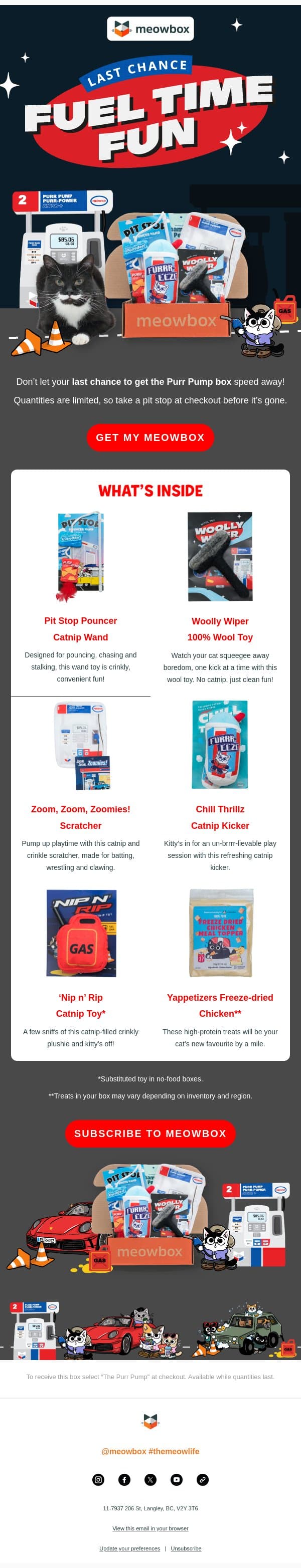 Last call to order the Purr Pump box! ⛽ email from MeowBox screenshot