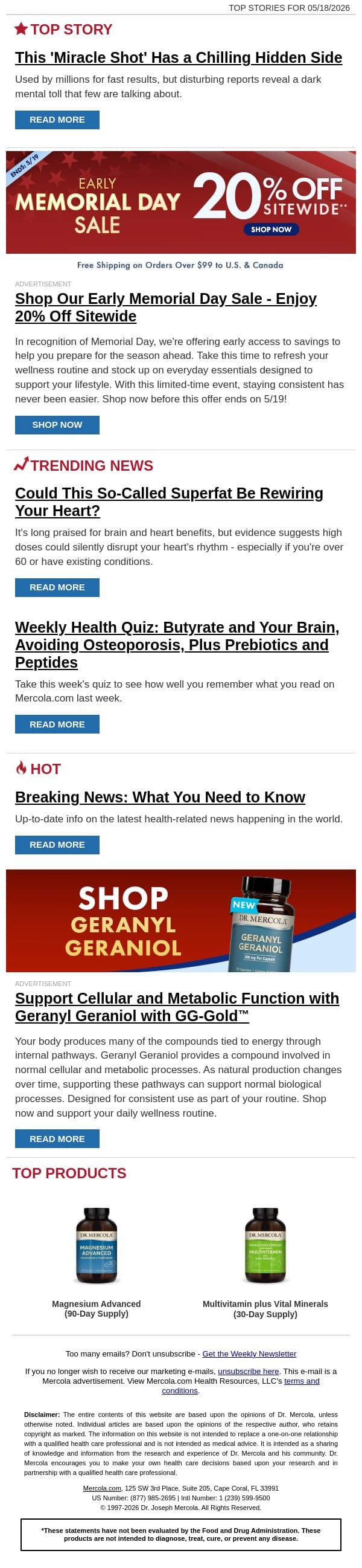 This 'Miracle Shot' Has a Chilling Hidden Side email from Mercola screenshot