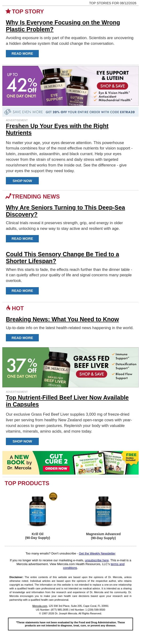 Why Is Everyone Focusing on the Wrong Plastic Problem? email from Mercola screenshot