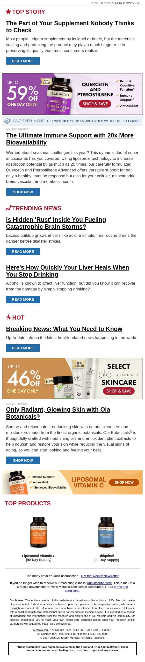 The Part of Your Supplement Nobody Thinks to Check email from Mercola screenshot