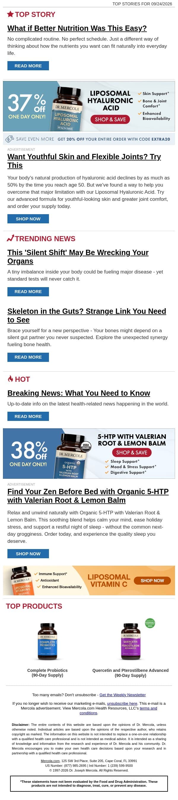 What if Better Nutrition Was This Easy? email from Mercola screenshot