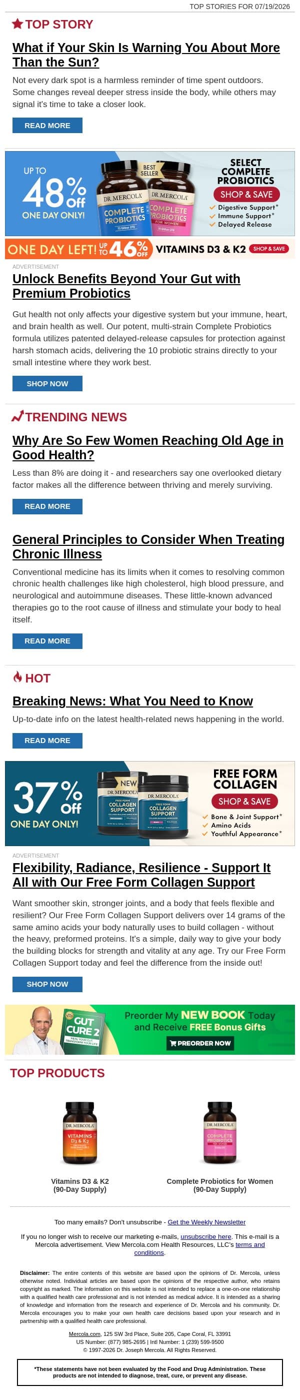 What if Your Skin Is Warning You About More Than the Sun? email from Mercola screenshot