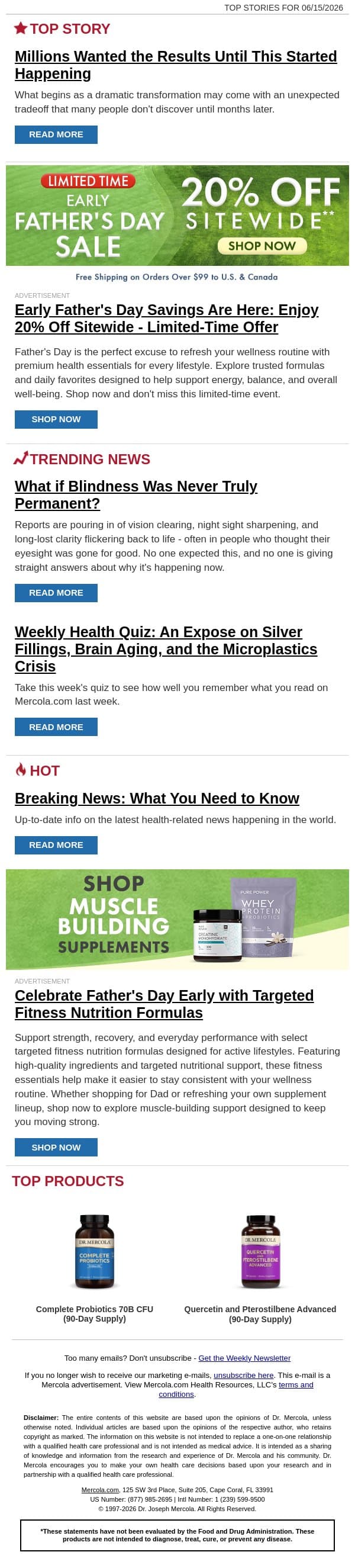 Millions Wanted the Results Until This Started Happening email from Mercola screenshot