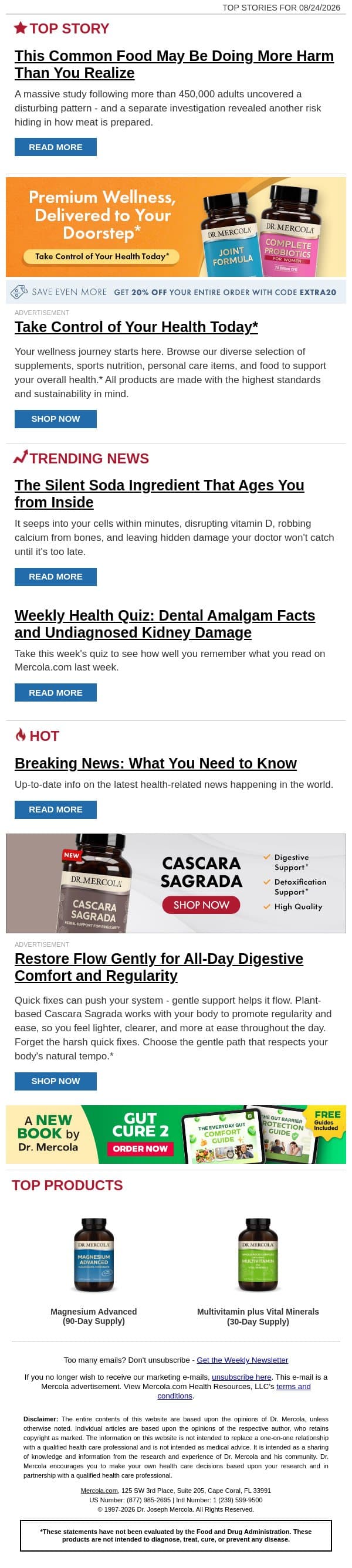 This Common Food May Be Doing More Harm Than You Realize email from Mercola screenshot