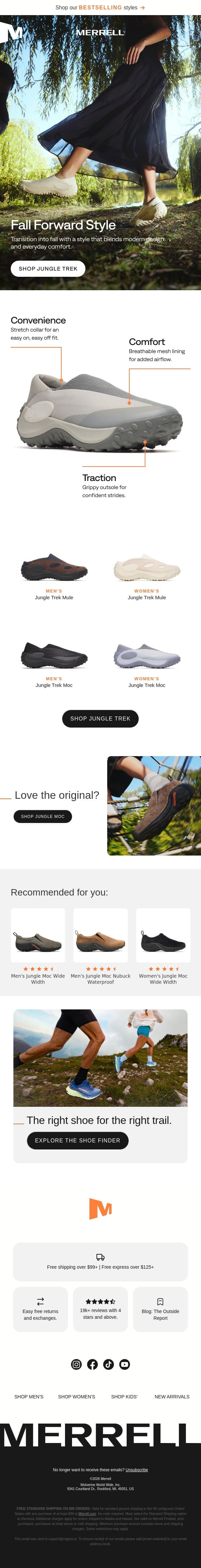 Jungle Trek: ease into fall email from Merrell screenshot
