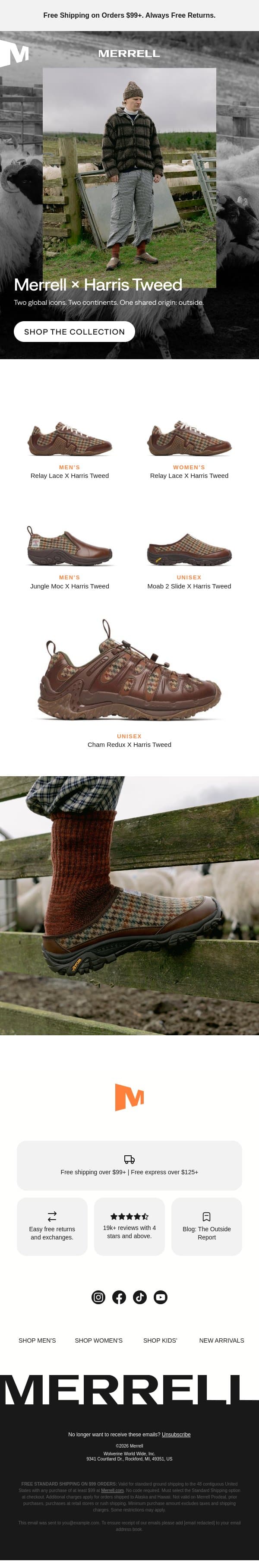 Going fast: Merrell x Harris Tweed email from Merrell screenshot