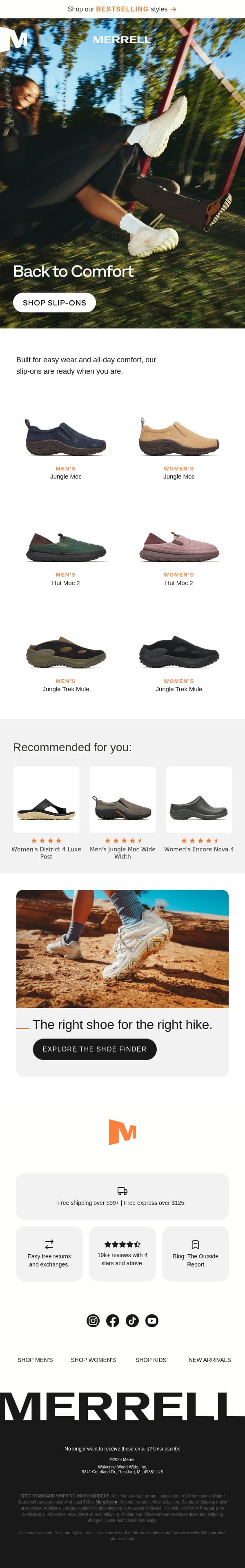 It's getting cozier out there email from Merrell screenshot