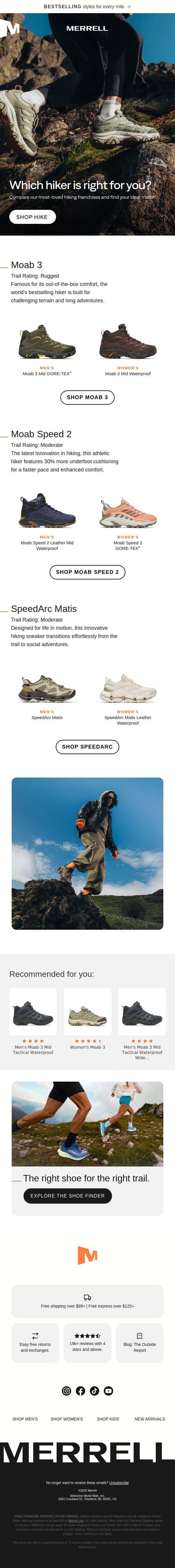 Three ways to hike this fall email from Merrell screenshot