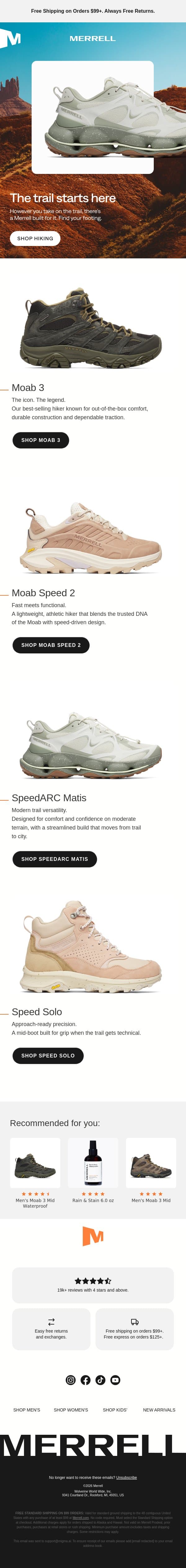Shop our top-rated hikers email from Merrell screenshot