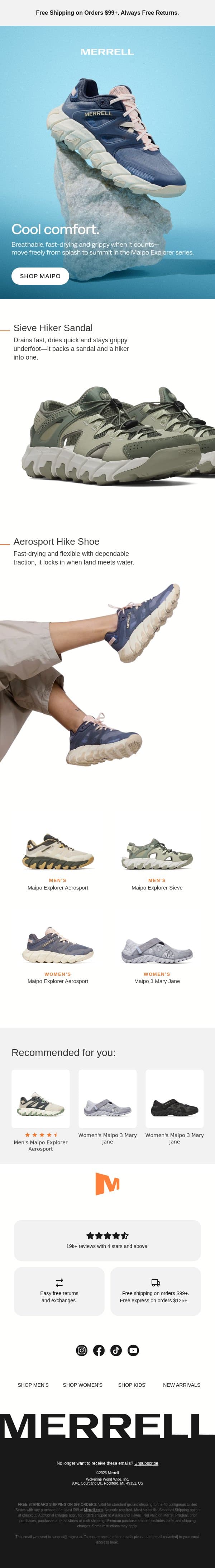 The Maipo Explorer: Lightweight & water‑friendly email from Merrell screenshot