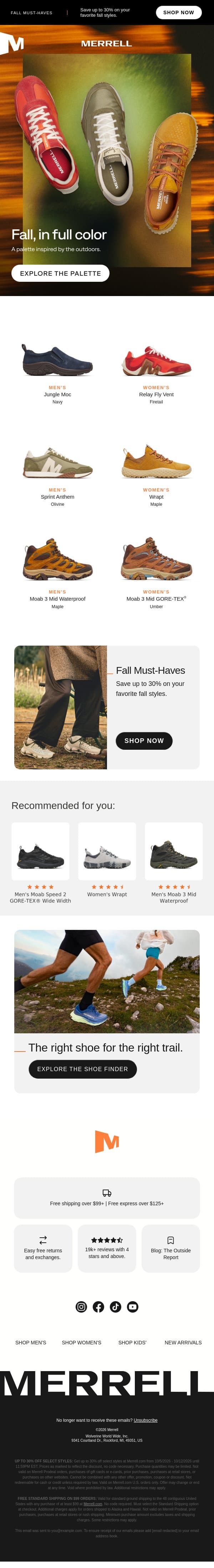 Fall color looks good on you email from Merrell screenshot