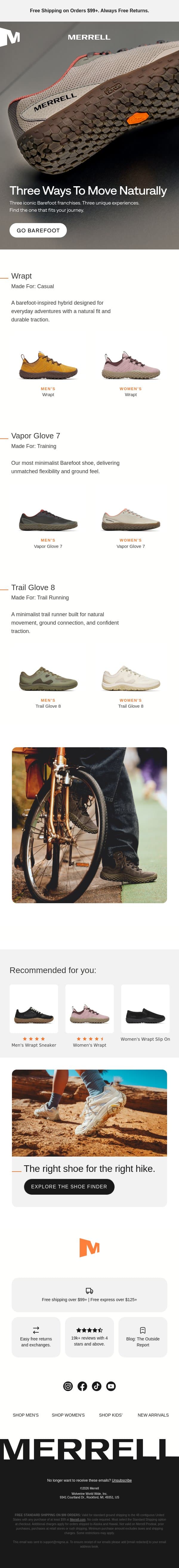 Find your barefoot match email from Merrell screenshot