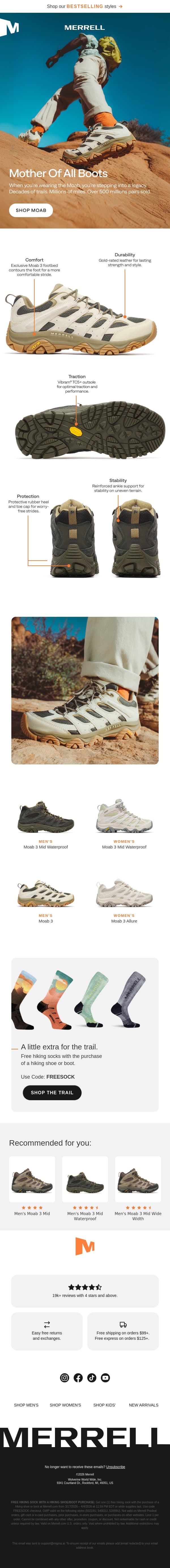 Moab 3 email from Merrell screenshot