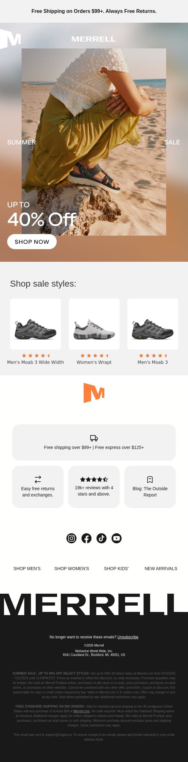Final weekend to save up to 40% off email from Merrell screenshot
