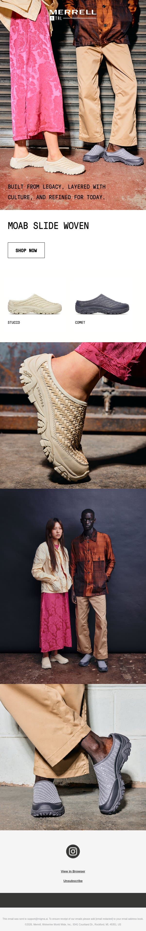 NEW IN: 1TRL Woven Slide email from Merrell screenshot
