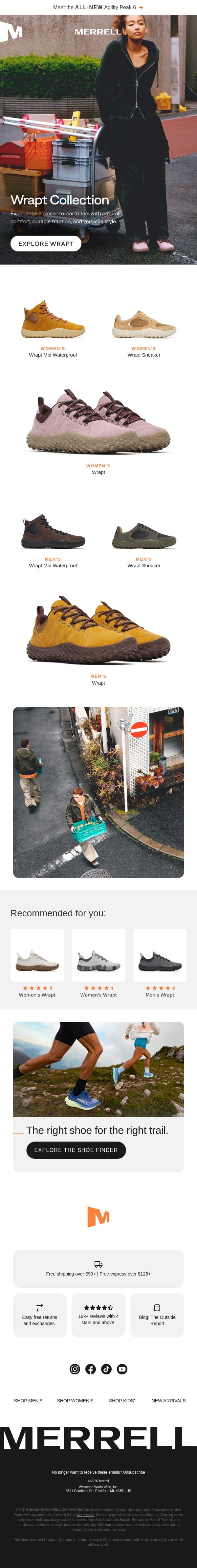Meet wrapt: move the way nature intended email from Merrell screenshot