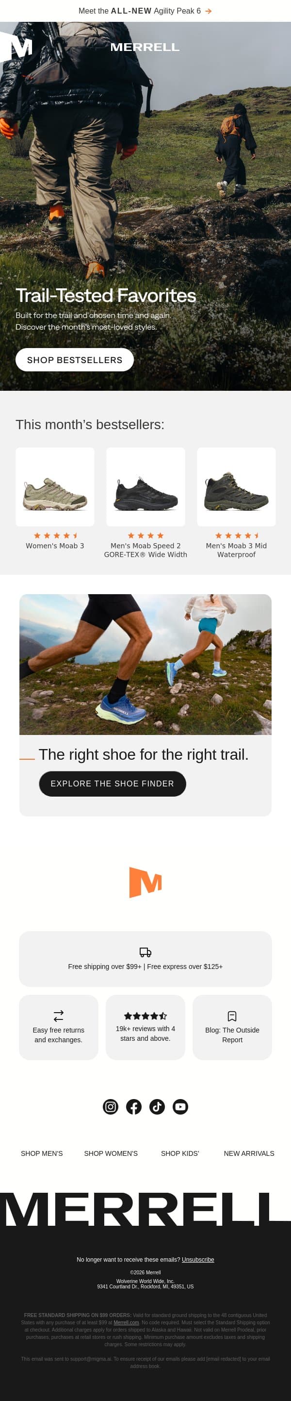 What everyone's reaching for email from Merrell screenshot