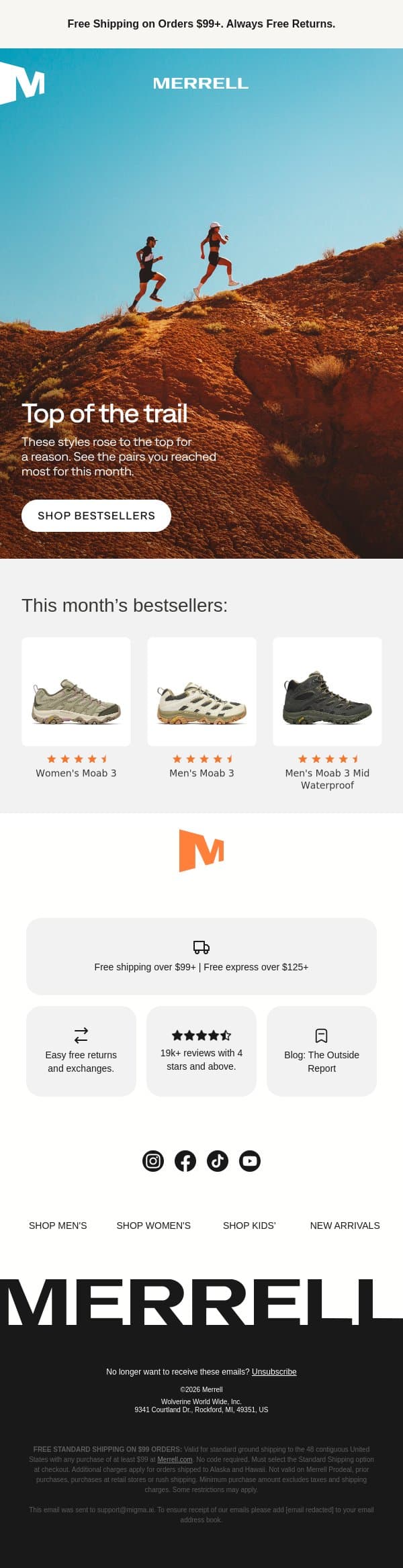 The styles everyone’s talking about email from Merrell screenshot