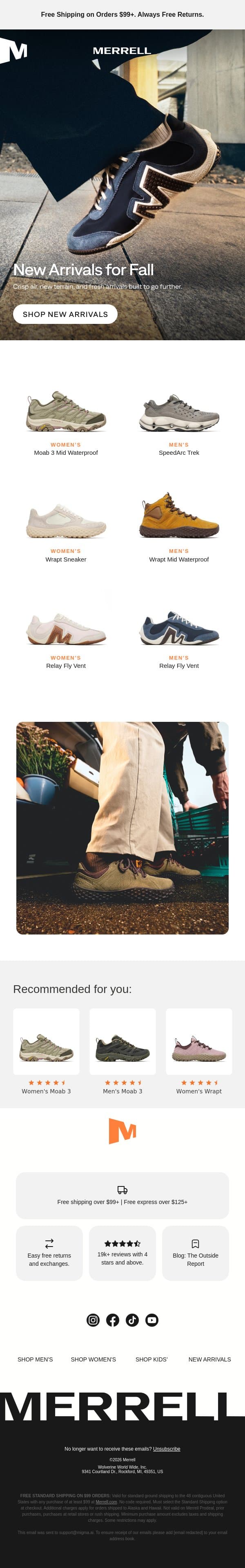 What’s new this fall? email from Merrell screenshot