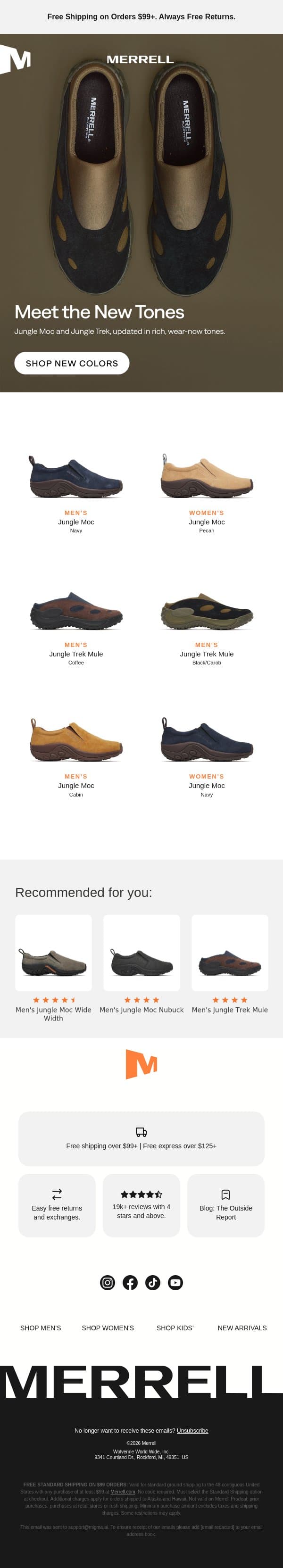 Your go-to slip-ons, now in deeper colors email from Merrell screenshot