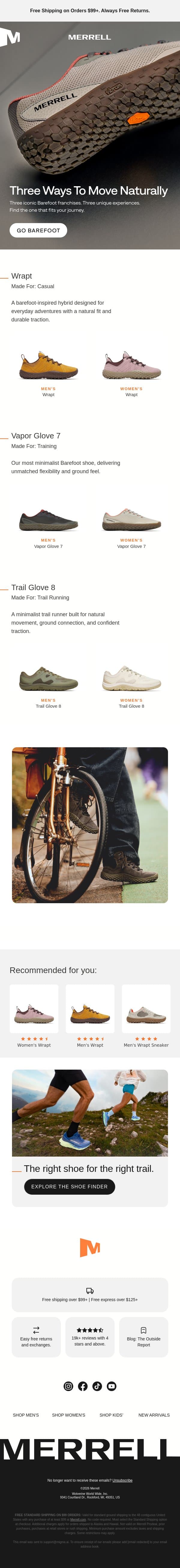 Which barefoot style is right for you? email from Merrell screenshot