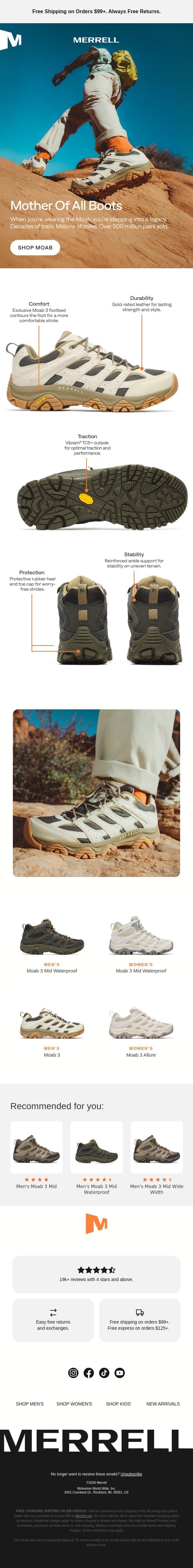 Moab 3: The all-purpose, all-terrain outdoor companion email from Merrell screenshot
