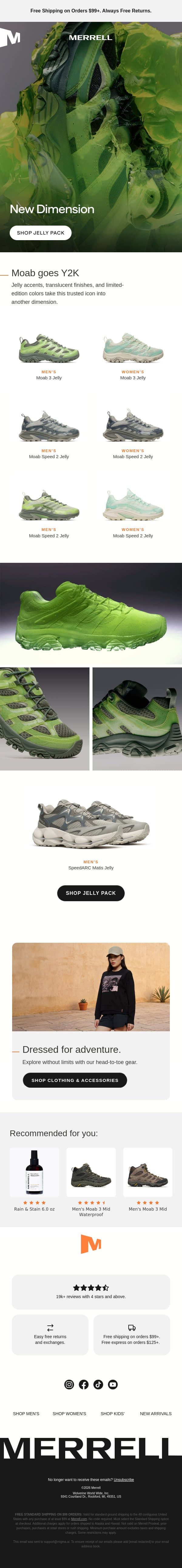 Moab goes Y2K email from Merrell screenshot