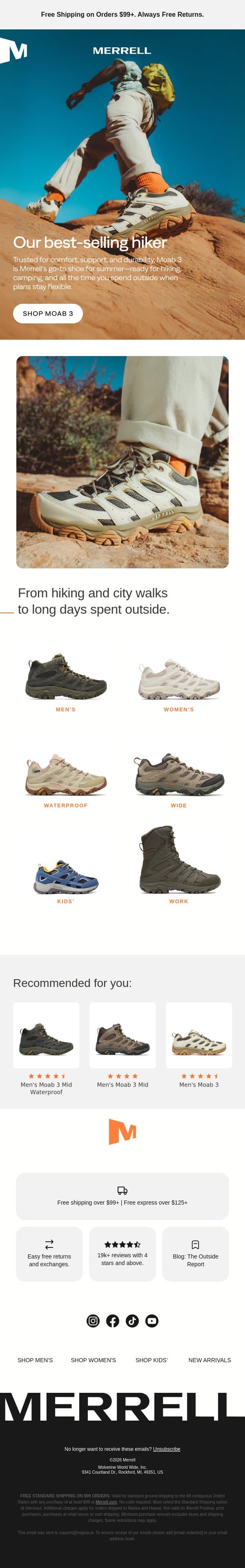 Moab 3: The essential for summer email from Merrell screenshot