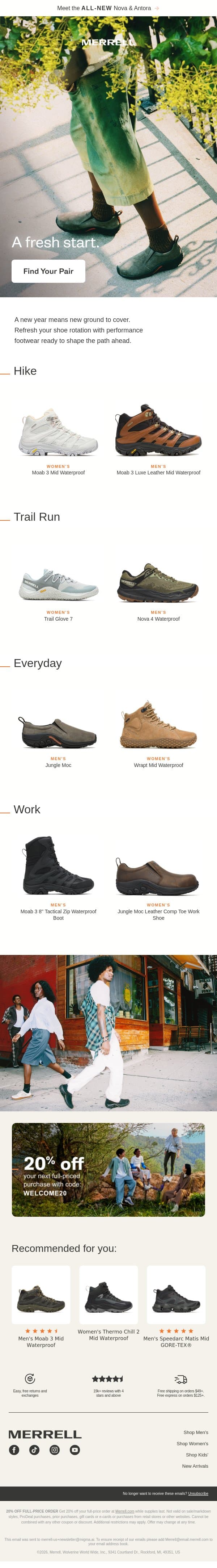 New year. New trails. New shoes. email from Merrell screenshot