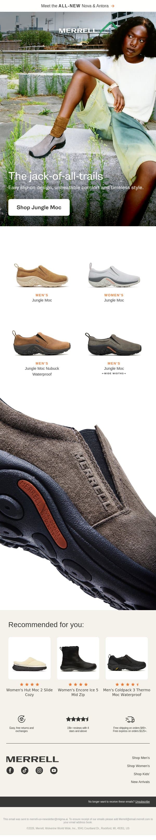 Meet the icon: Jungle Moc email from Merrell screenshot