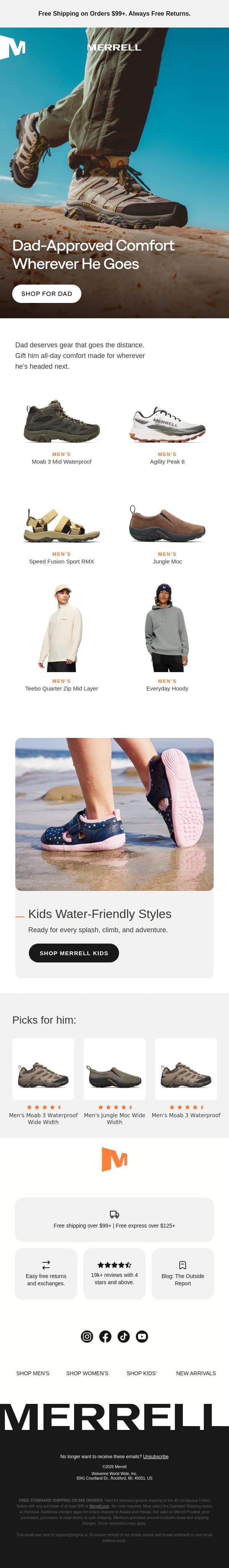 Final Call: Get it in time for Dad email from Merrell screenshot