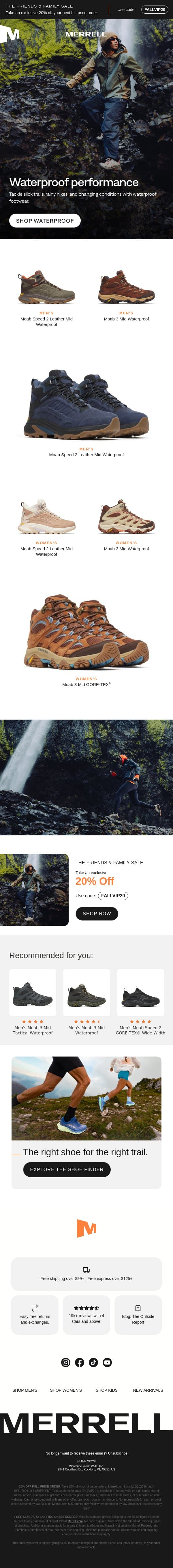 Whatever the forecast, keep moving email from Merrell screenshot