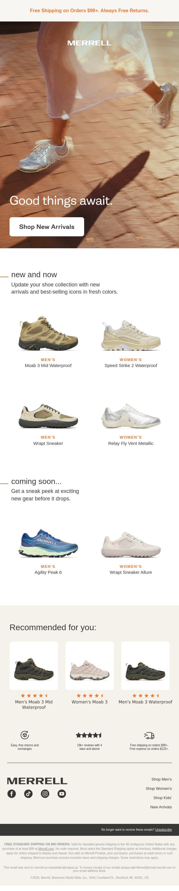 See what's new 👀 email from Merrell screenshot