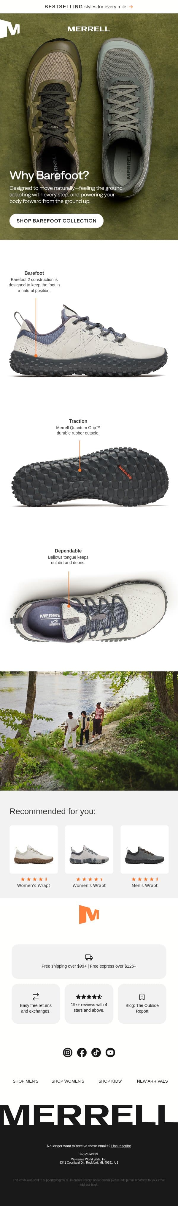 Discover the Barefoot Collection email from Merrell screenshot