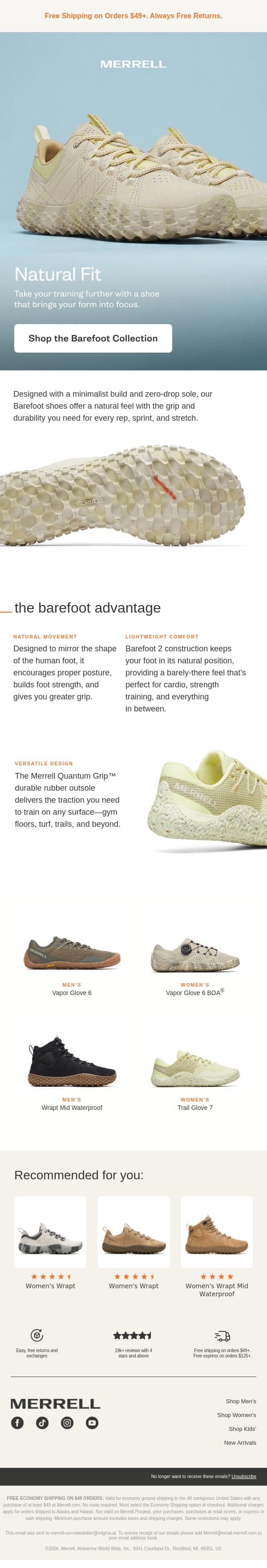 Meet your go-to gym shoe email from Merrell screenshot