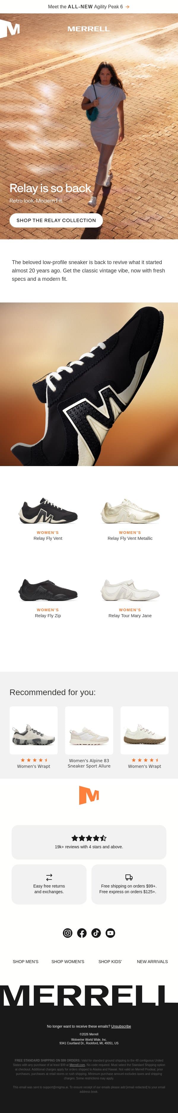 Back from the archives email from Merrell screenshot