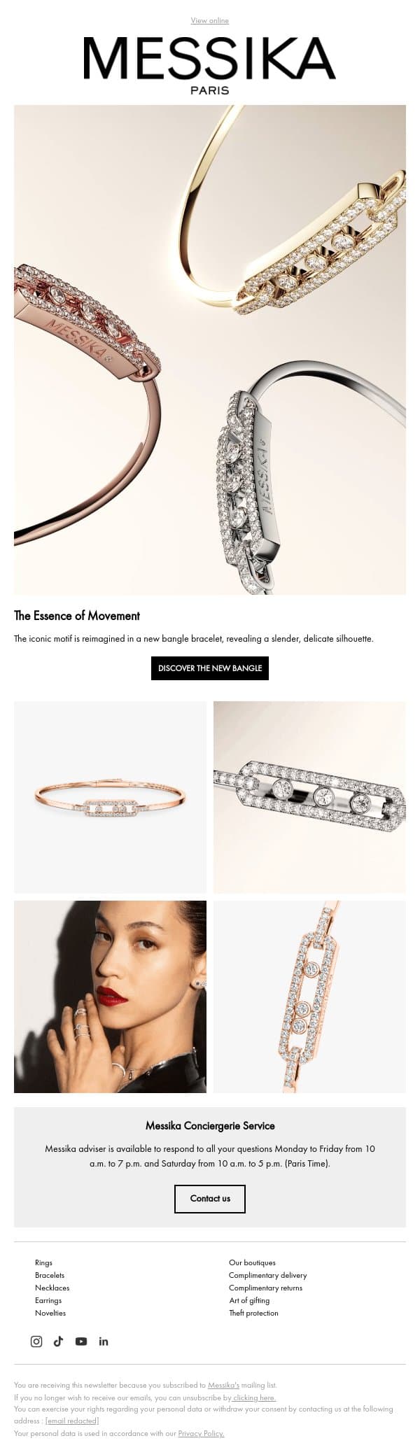Introducing the New Move Classique Bangle email from Messika screenshot