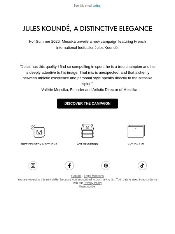 Messika presents its Summer 2026 campaign email from Messika screenshot