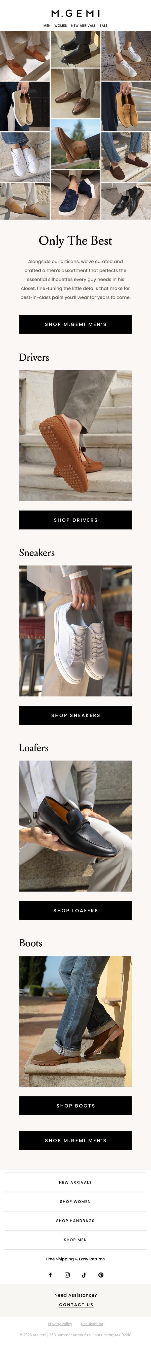Every Shoe You Need, Perfected email from M.Gemi screenshot