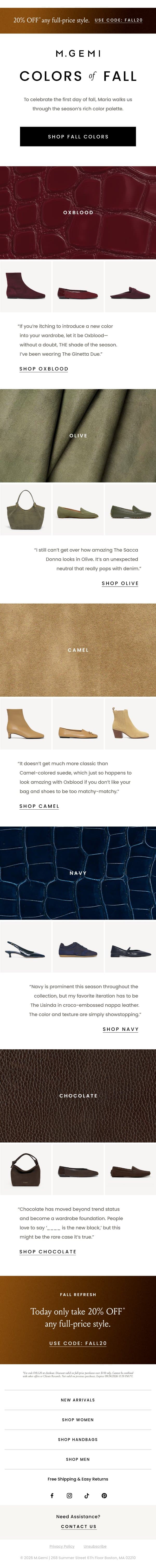 Maria Talks The Fall Color Palette email from M.Gemi screenshot