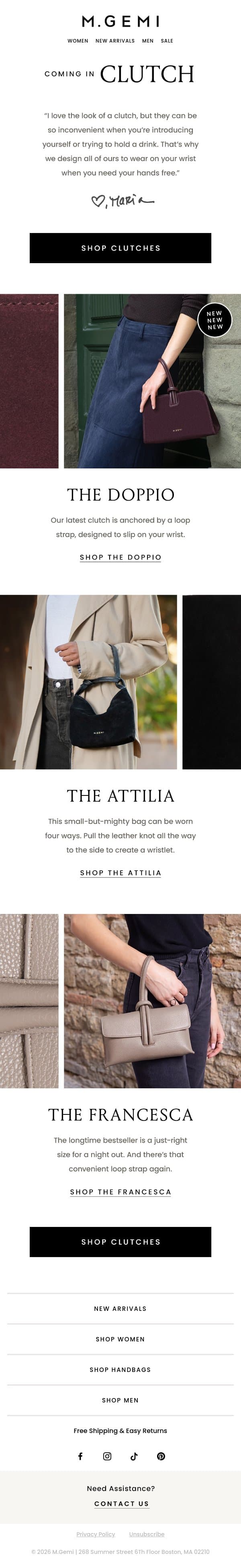 A Trio Of Convertible Clutches email from M.Gemi screenshot