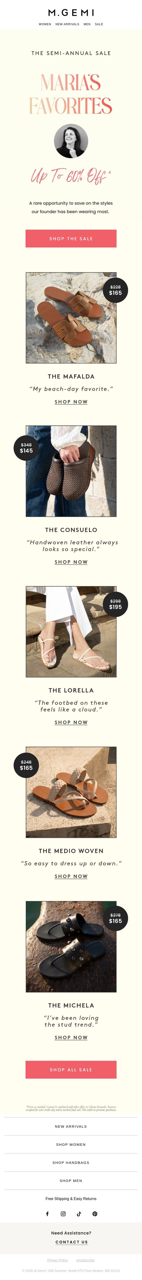Maria’s Favorites Are On Sale email from M.Gemi screenshot