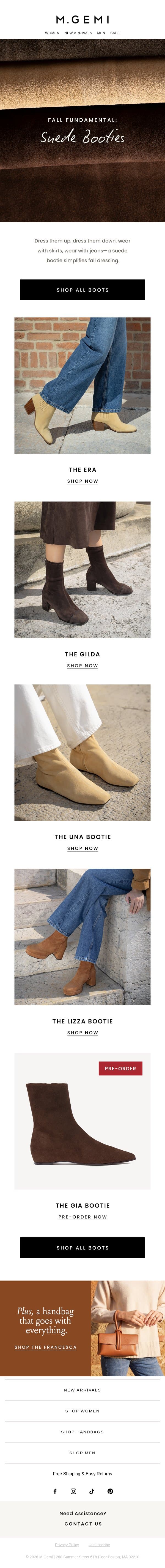 The Only Fall Shoe You Need email from M.Gemi screenshot
