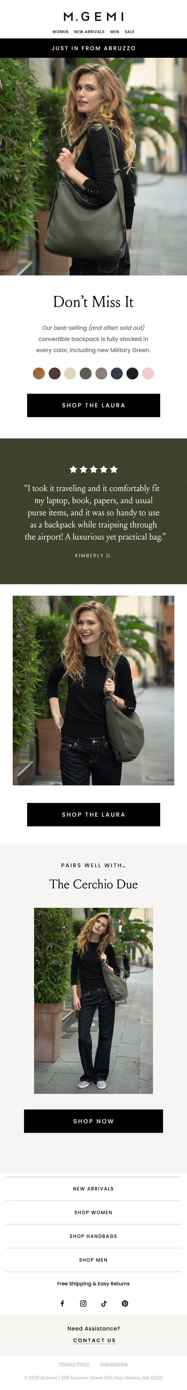 This Bag Always Sells Out email from M.Gemi screenshot
