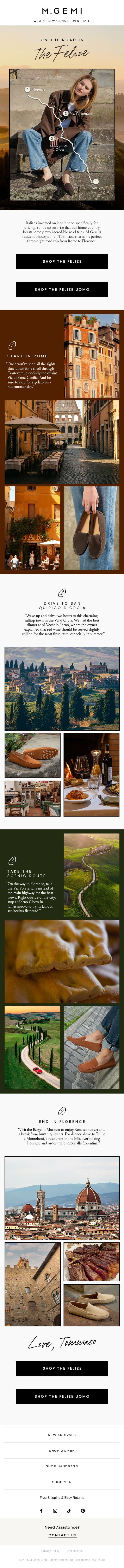 An Italian Road Trip email from M.Gemi screenshot