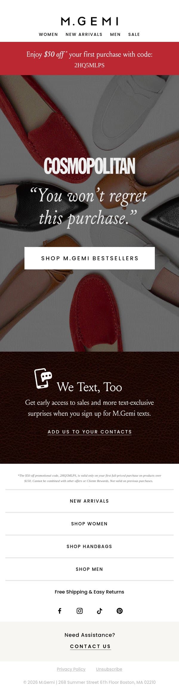 Enjoy $50 Off Our Editor-Approved Styles email from M.Gemi screenshot