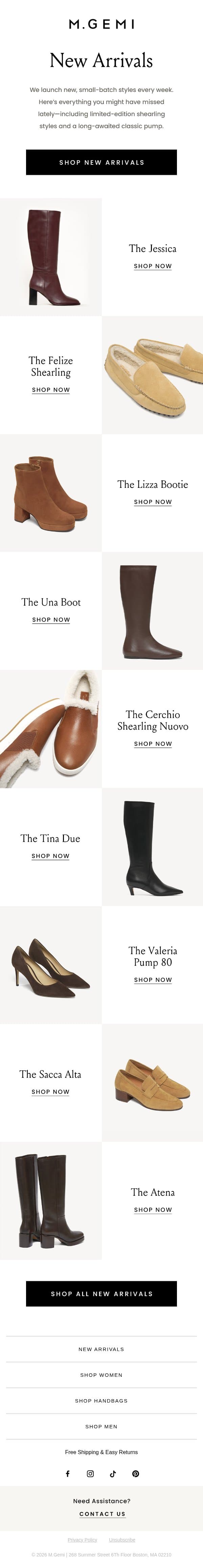 October’s New Arrivals email from M.Gemi screenshot