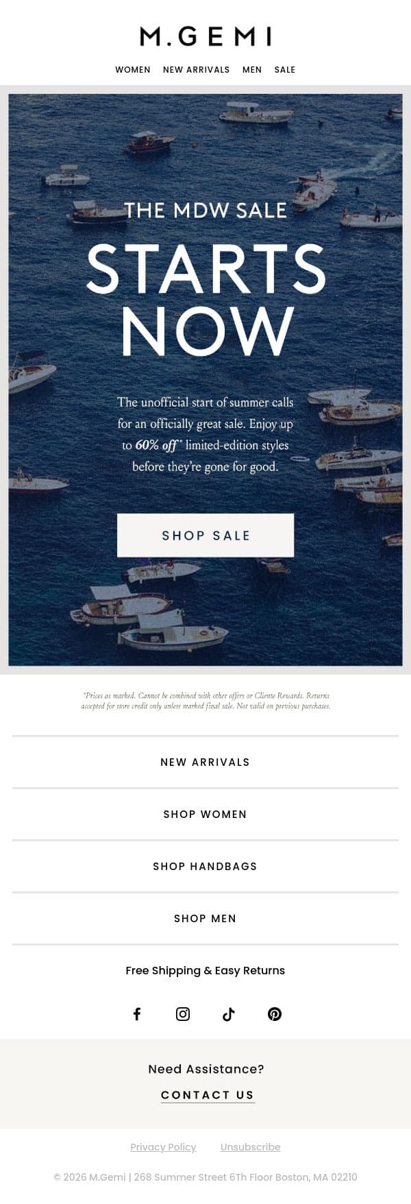 The MDW Is On! email from M.Gemi screenshot